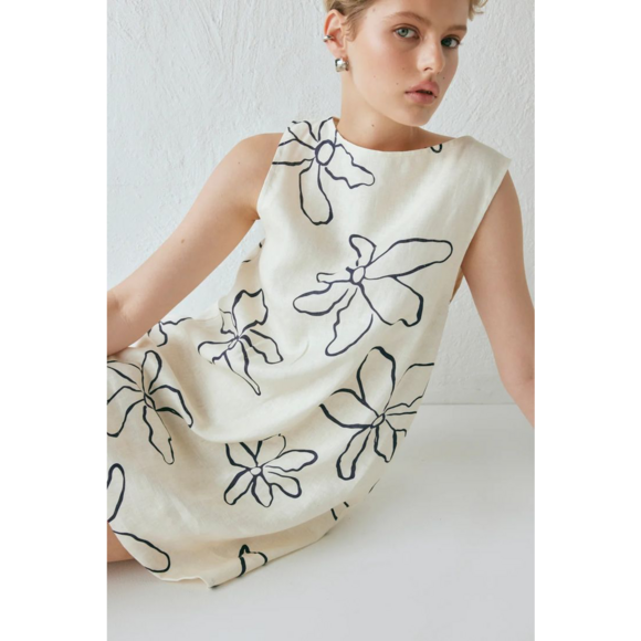 VRG GRL Dresses & Skirts - VRG GRL Floral Print Tank Dress in Cream